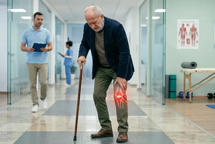 Gaziantep Ortopedi Kliniğinde diz kireçlenmesi rahatsızlığı içn muayeneye gelen temsili hasta görseli